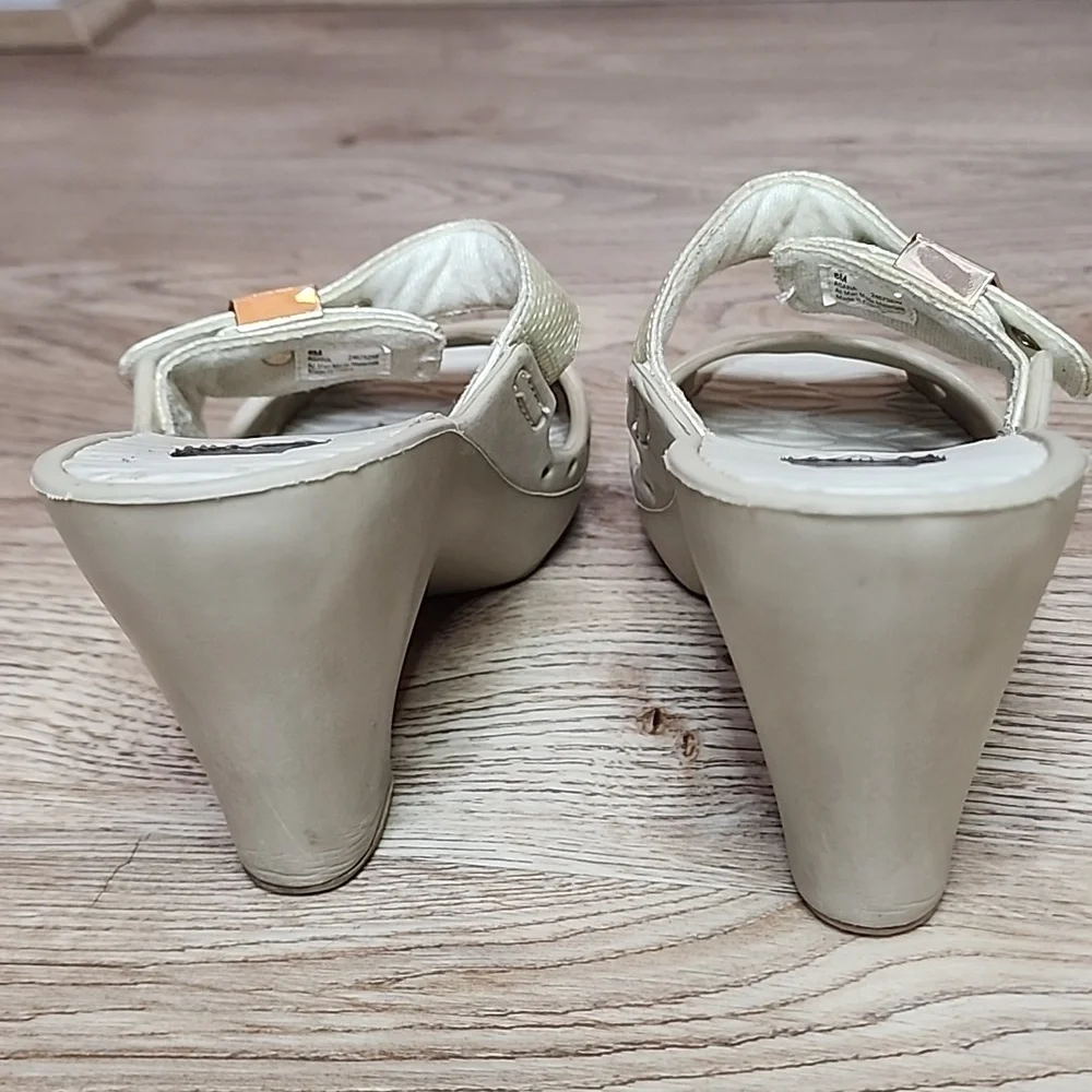 Dr Scholls Original Asana Buckle Open Toe Slide On Grey Heels Feel Good Shoes - Picture 3 of 13